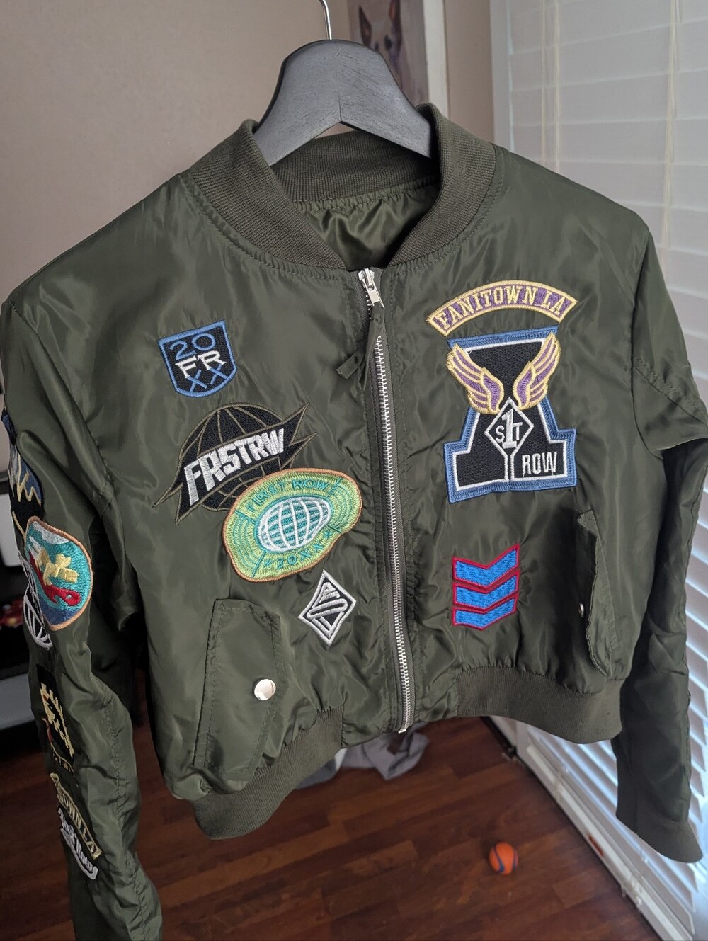 First Row Women's Olive Green Bomber Jacket Sz.M